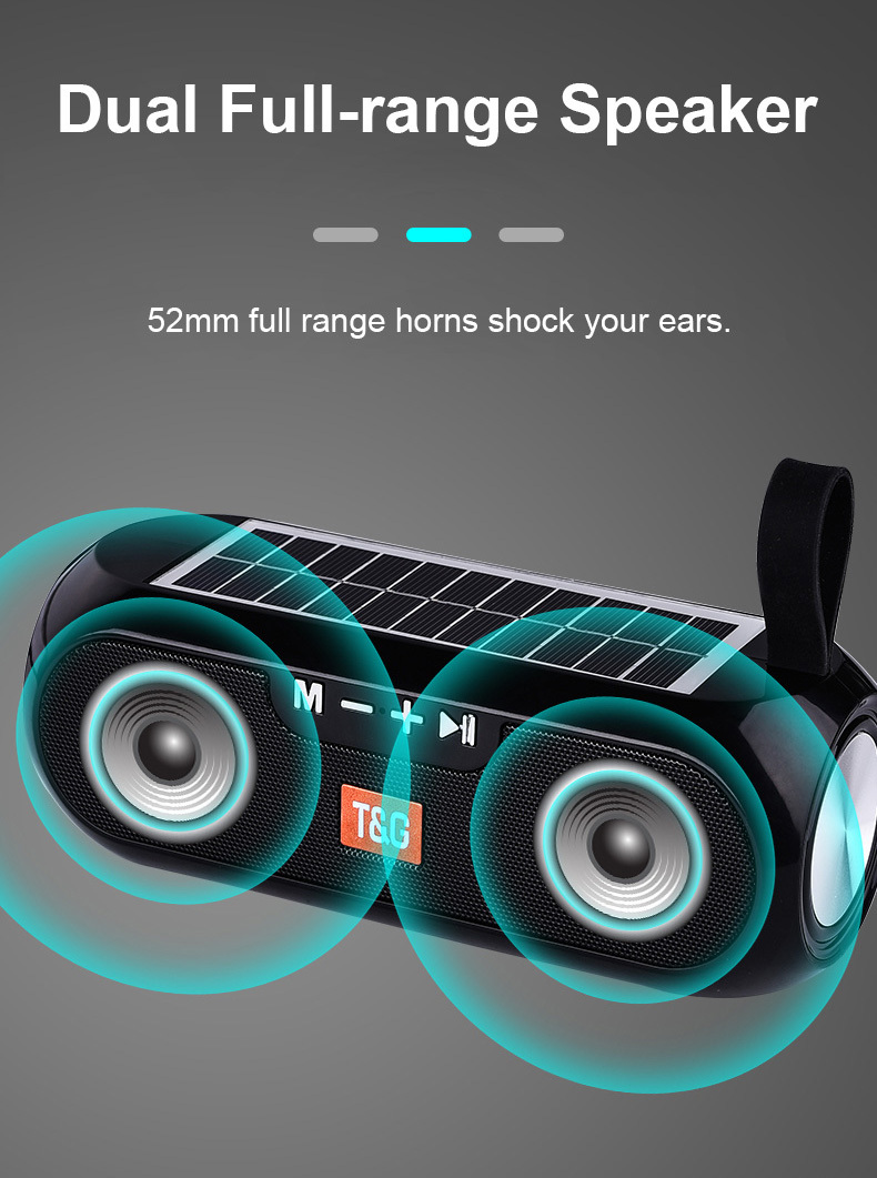 TG Portable Column Wireless Speaker, Stereo Music Box Solar Rechargeable Power Bank Boombox MP3 Speaker Outdoor_voghion.com