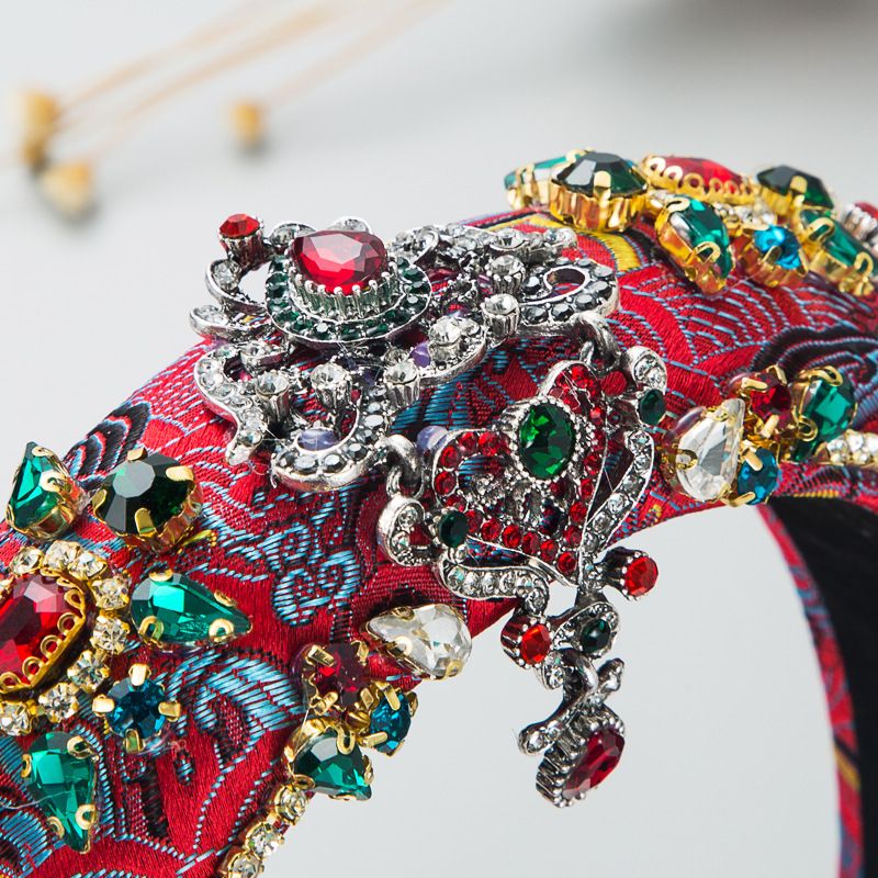 Fasce per capelli con strass completi in stile palazzo barocco Accessori Cerchio per capelli con ricamo in spugna addensata per donna_voghion.com