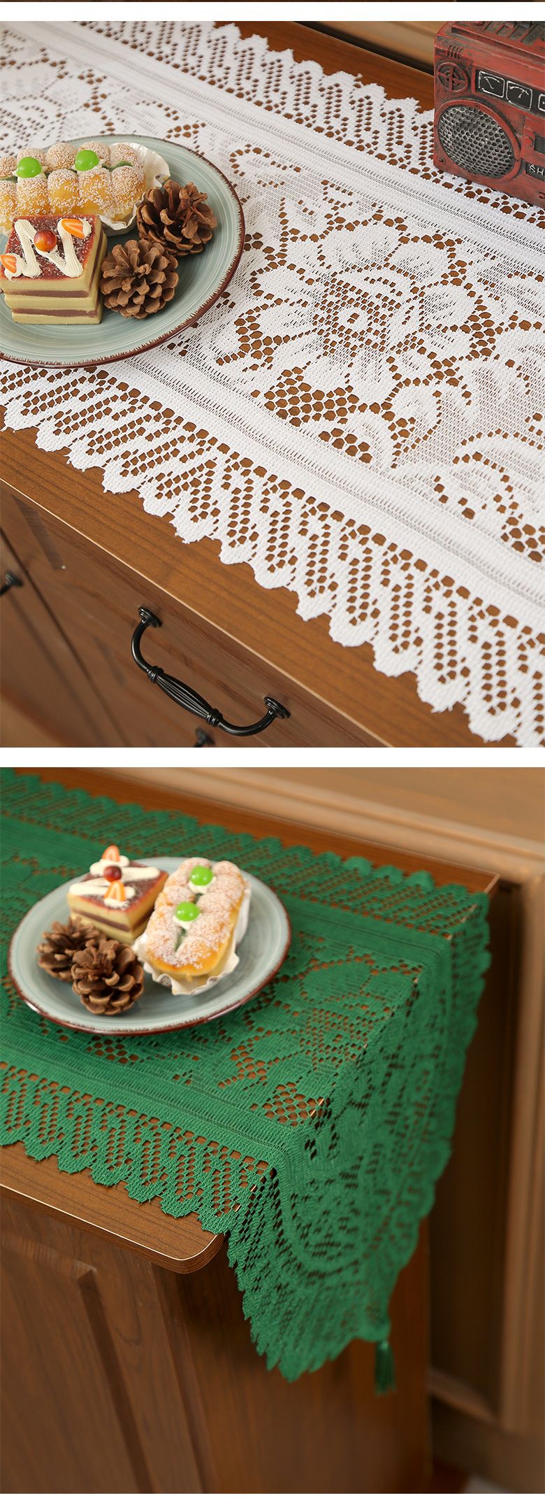 Elegant Lace Table Runner - Vintage Farmhouse Cover For Sideboard TV Stand & Coffee Table (150x40cm Boho Chic Decor Handmade Crochet Washable Cotton)_voghion.com