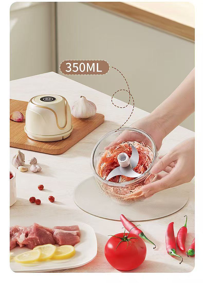 Cross-Bord Electric Meat Grind Garlic Mash Baby Food Processor Wireless Mini Portable Automatic Blend_voghion.com