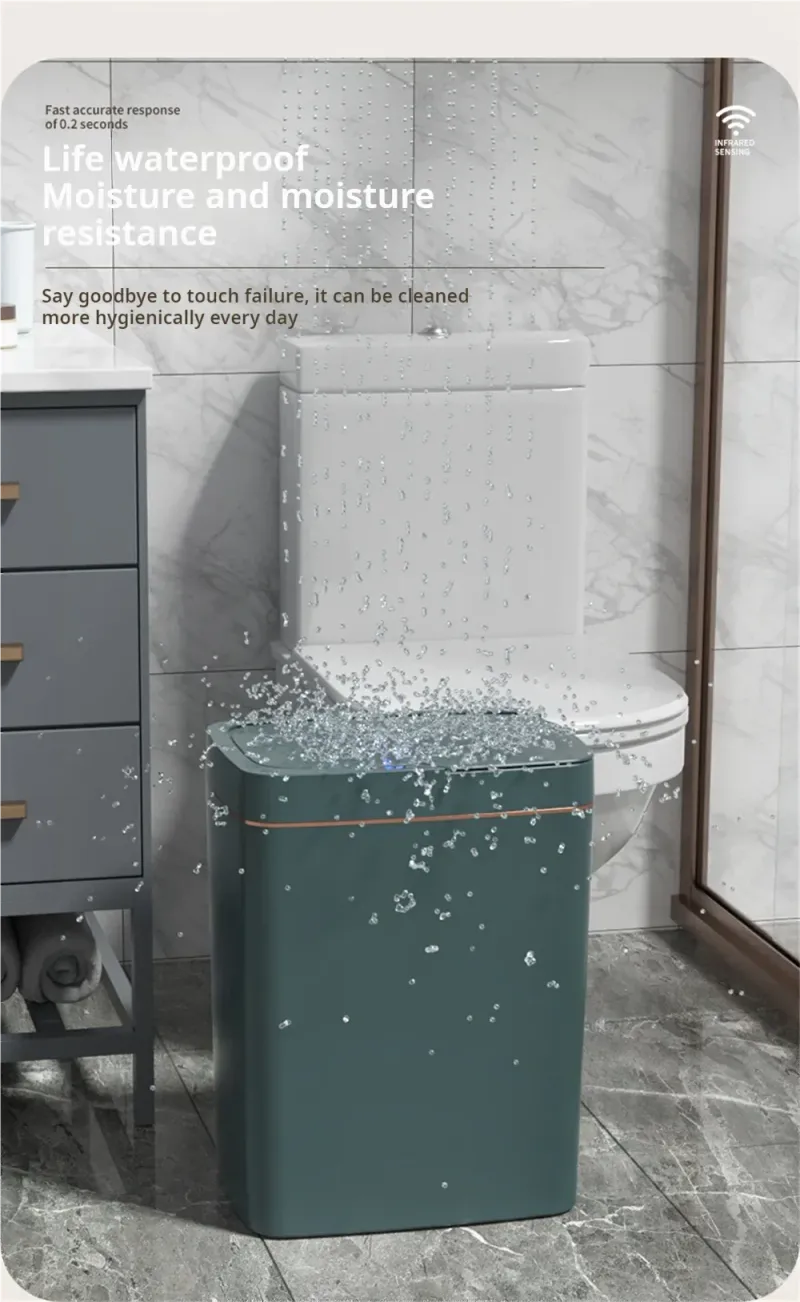 15-Liter Smart Trash Can Automatic Touchless, Waterproof Sensor Trash Bin For Bathroom Kitchen Bedroom, Odorless Modern Basket_voghion.com