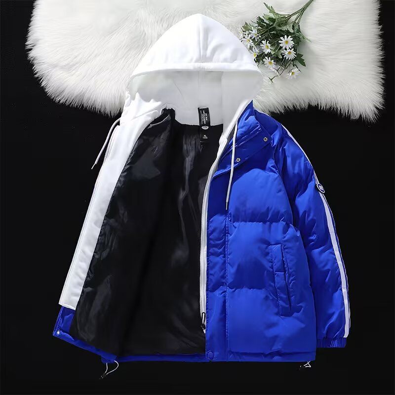 Felpa con cappuccio color block per le vacanze autunnali invernali da uomo, due marchi alla moda di abbigliamento antifreddo, giacca spessa e calda,_voghion.com