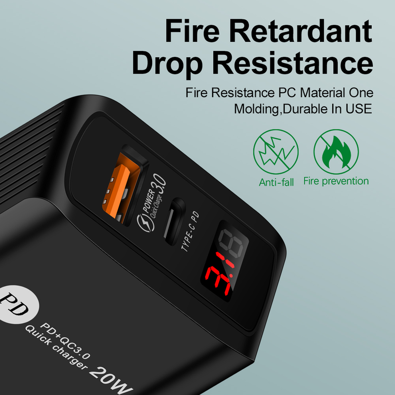 ricarica Caricatore USB Quick PD 20W Universale USB-C Adattatore di ricarica rapida di tipo C adatto per iPhone 12 Pro Max -C_voghion.com
