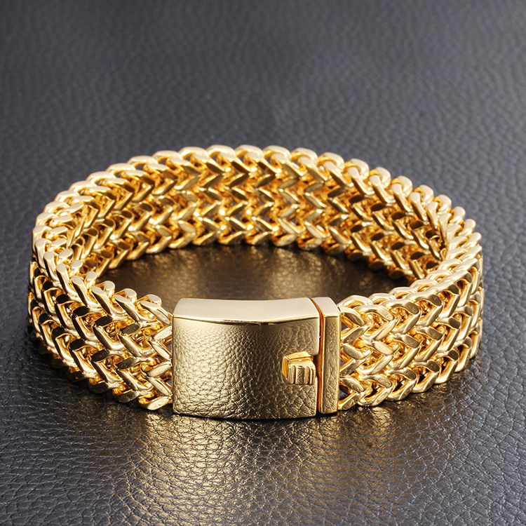 Men's Stainless Steel Geometric Fish Scale Bracelet - Durable Titanium Steel Chain Link Wristband For Trendy Casual Style_voghion.com