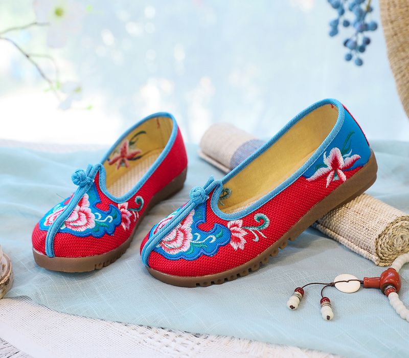 Flache Kuhsehnen-Weichsohlen, bestickte Stoff-Mama-Schuhe, dicke Füße, Damen-Einzelschuhe_voghion.com