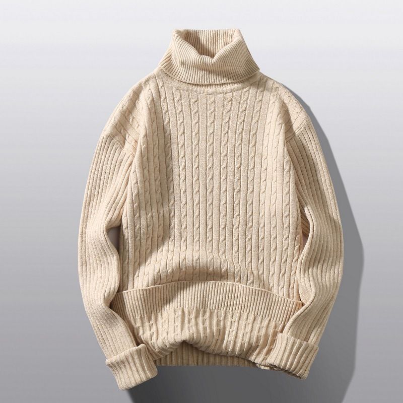Men's Clothing Autumn And Winter Running Volume Sweater Men's High Collar Pullover New Flower Sweater Casual Knit Sweater Bottom Line Sweater Spot_voghion.com