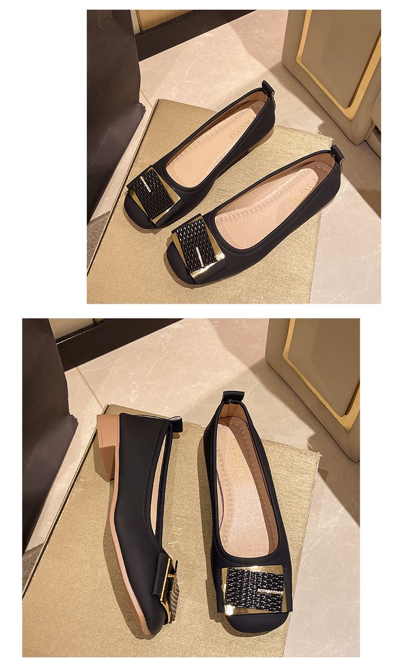 Zapatos Doudou para mujer, primavera y otoño, suela blanda, zapatos individuales, zapatos pequeños para mujer, zapatos de cuero de un pedal, zapatos bajos para niños._voghion.com