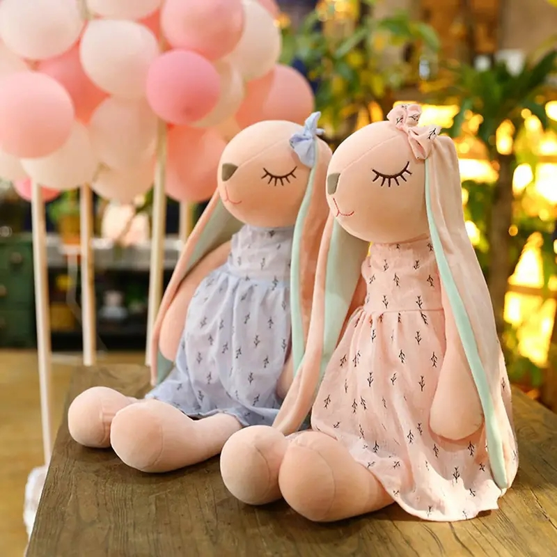 Poupée de lapin mignonne de 35CM/14 pouces, poupée en peluche, poupée de sommeil apaisante pour bébé, animaux en peluche, jouet de poupée en peluche pour enfants_voghion.com