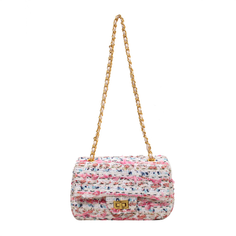 Herbst und Winter Tasche frauen 2023 Neue Mode Textur Tweed Eine Schulter Umhängetasche Beliebte Tweed Kette Kleine Quadratische Tasche_voghion.com