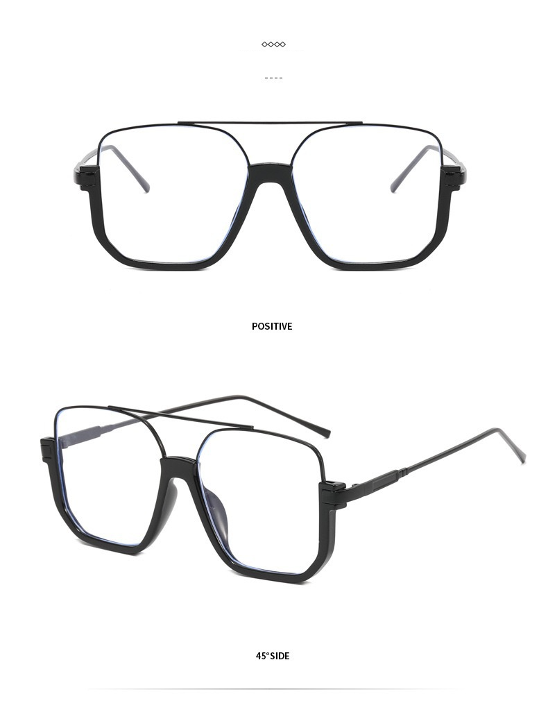 Unisex Dammesonnebrëll Trendy quadratesch Sonnebrëll mat groussem Frame, UV-Schutz fir d'Gesiicht, kleng Make-up Brëller_voghion.com
