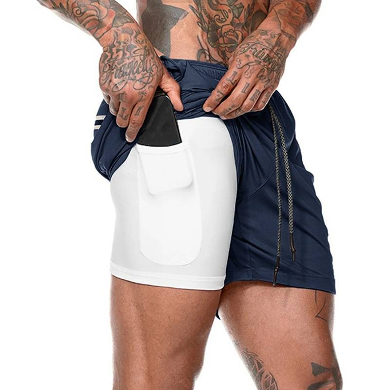 Men's Clothing Sports Shorts Men's Quick-drying Large Size Mesh Boxing Fitness Two-piece Five-point Pants_voghion.com
