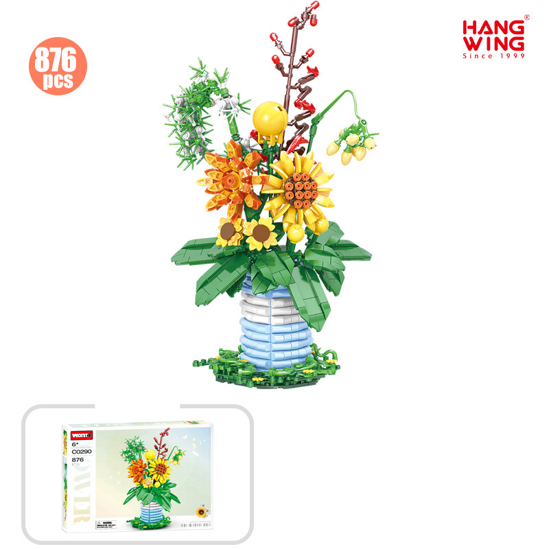 Byggklossar blomleksaker byggklossbukett blomsterarrangemang pojkar och flickor vuxna presenter små partiklar byggklossset_voghion.com