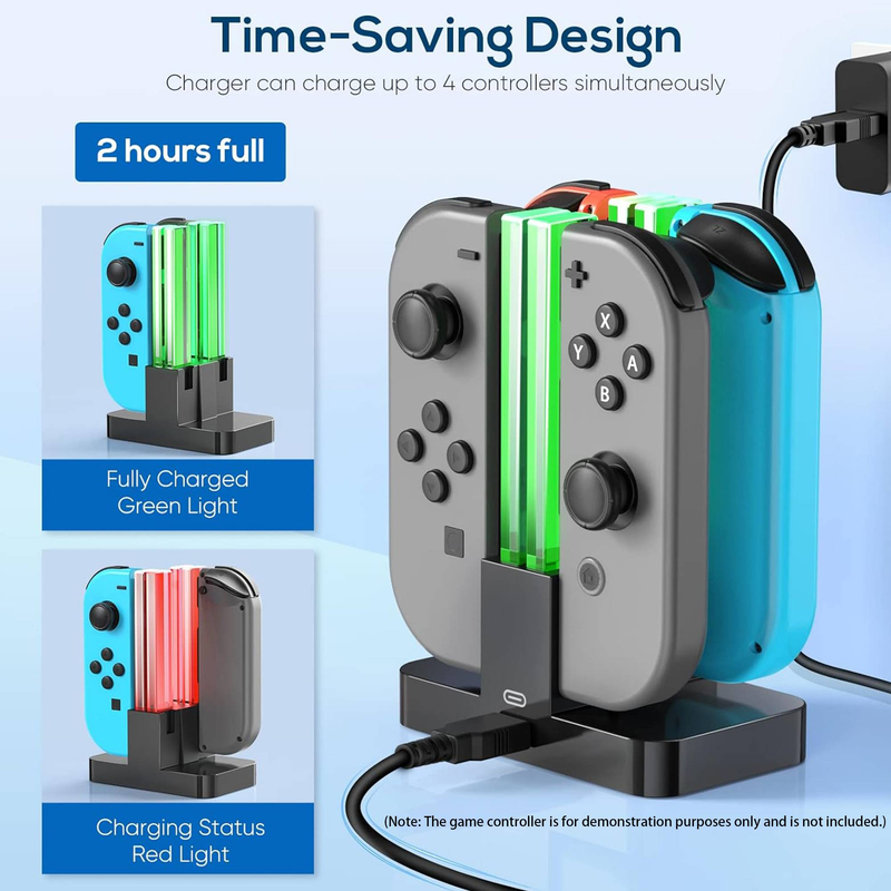 „Byteuni“ įkrovimo stotelės pakaitalas, skirtas „Switch“ ir „Switch OLED Joy-Con“ įkroviklis, įkrovimo stotelė, skirta „Switch“ su USB C tipo įkrovimo laidu – juoda_voghion.com