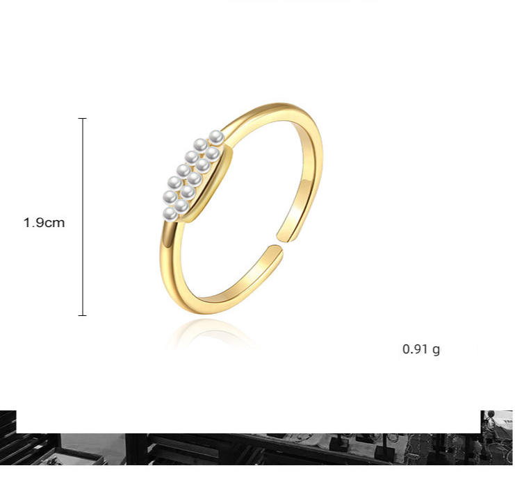 Schlichter offener Perlenring für Damen, exquisiter süßer Handschmuck, französischer Edelstahlring_voghion.com