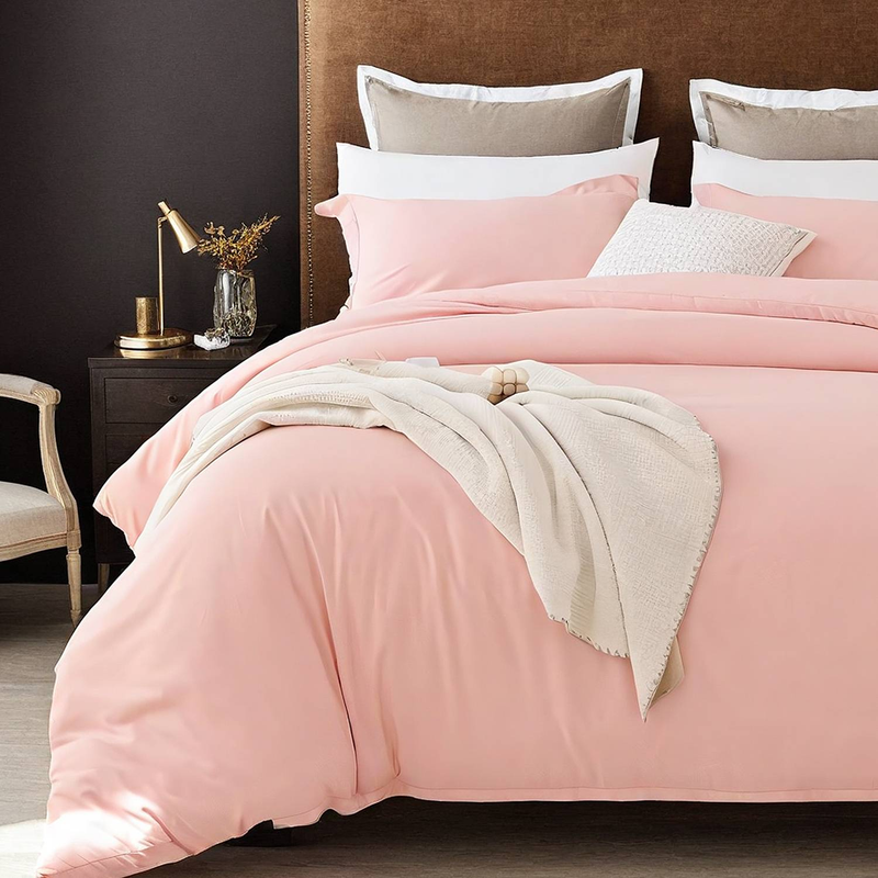 Solid Color Quilt Cover Pillowcase Three-Piece Bedding Set - Ultra Soft Microfiber Hotel Collection - Quilt With Button Closure And Two Pillowcases_voghion.com