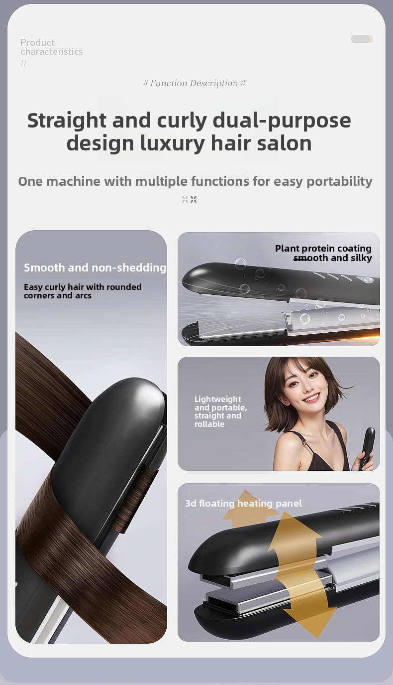 Piastra e arricciacapelli wireless - Piastra per lo styling in ceramica e tormalina 2 in 1 con 15 impostazioni di calore, ricarica rapida, piastre larghe 31 mm per tutti i tipi di capelli_voghion.com