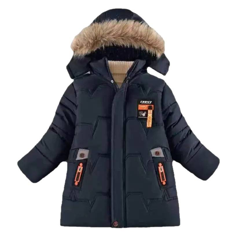 Boys' Winter Jacket – Thick Insulated Coat With Detachable Hood (3-8 Years, Black/Bronze/Navy/Gray)_voghion.com