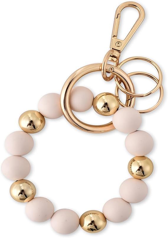 Wristband Keychain Silicone Bead Keyring Bracelet Women's Elastic Bracelet Keychain Bracket_voghion.com