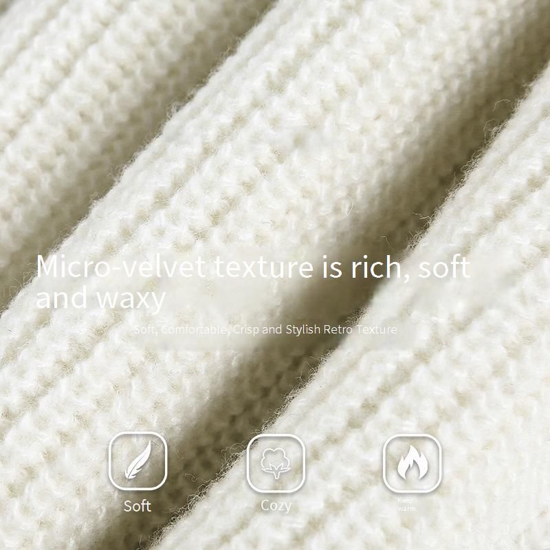 Men's Half-Zip Mock Neck Sweater - Heavyweight Fleece-Like Knit Pullover With Vertical Stripes, Warm Winter Casual Coat_voghion.com