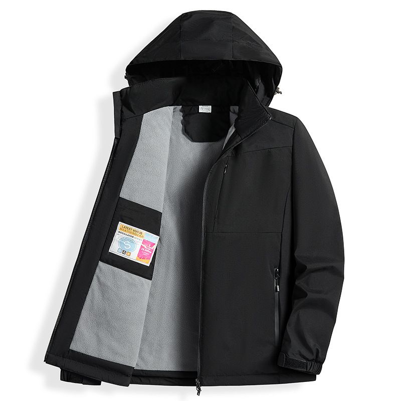Giacca calda e spessa foderata in pile per uomo e donna, antivento, impermeabile, con cappuccio per escursioni autunnali e invernali_voghion.com