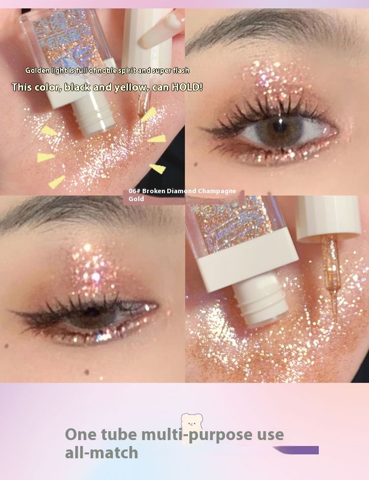 Tekuté oční stíny Gege Bear, perleťové flitry, třpytky, prášek, rozjasňující tekuté oční stíny se stínováním bource morušového, rozjasňující tekuté slzy_voghion.com