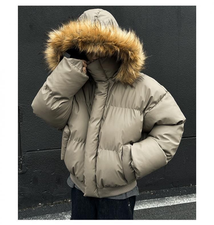 Giacca in pelle PU con collo di pelliccia staccabile di alta qualità da uomo - Cappotto con cappuccio pronto per l'inverno_voghion.com