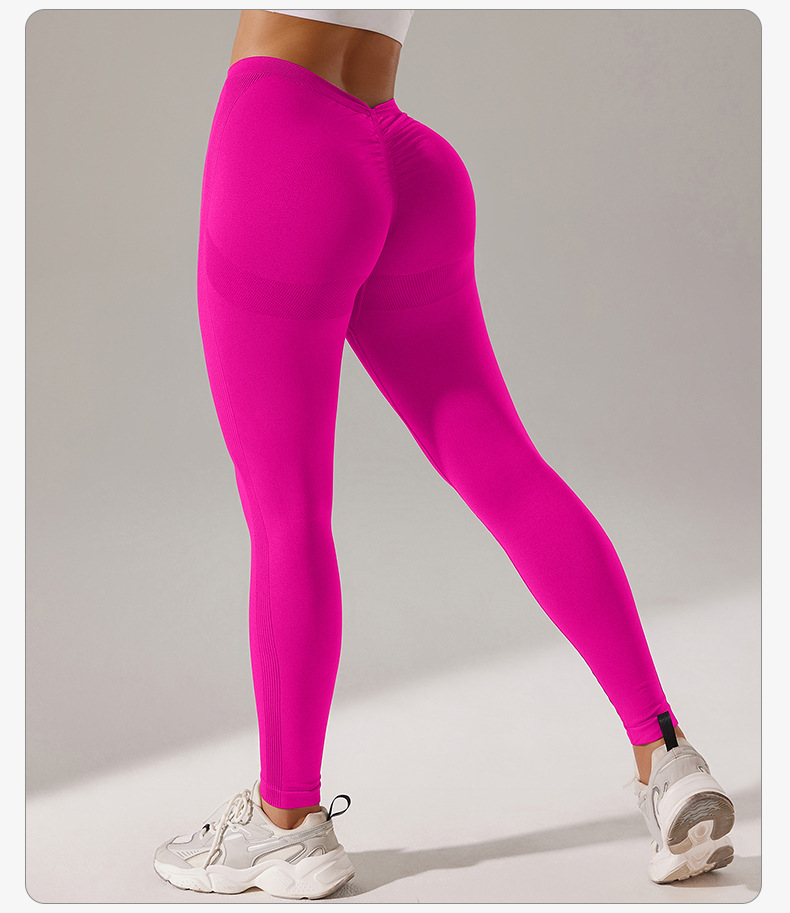 Kadınlar için yeni açık hava koşu fitness pantolonu kadın şeftali kalça kaldırma dikişsiz spor taytı yüksek bel çabuk kuruyan yoga pantolonu_voghion.com