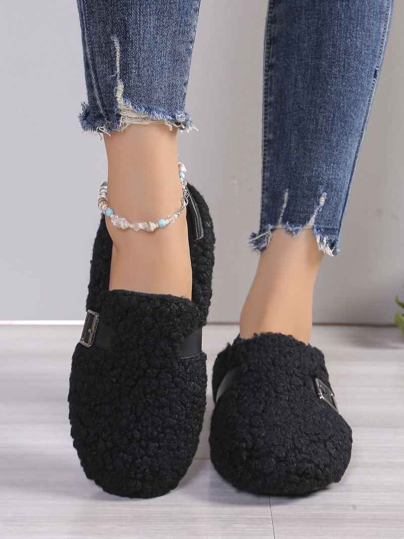 Women's Slip-On Winter Booties - Plush Faux Fur Lined House Shoes With Memory Foam (White/Brown/Black)_voghion.com