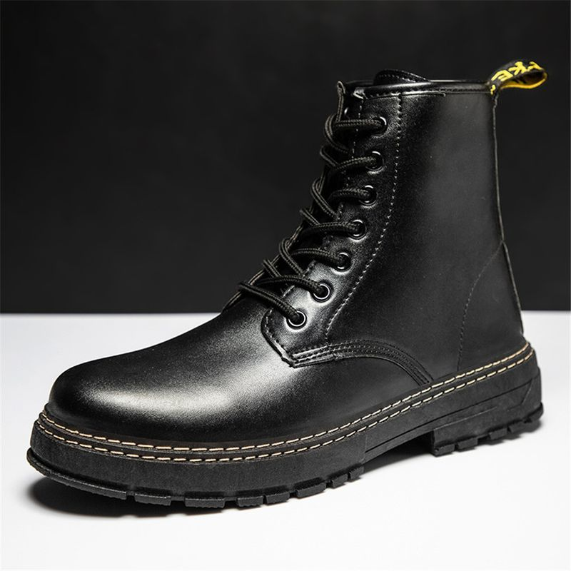 New Cuir Martin High Top Trend Hommes Bottes NEW Army Bottes Yinglun Wind Noir Imperméable Et Antidérapant_voghion.com