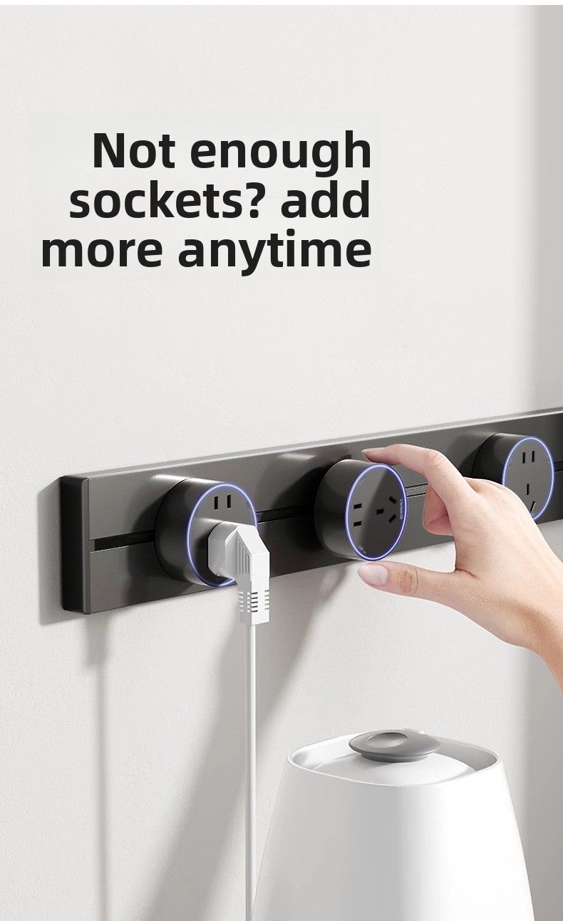 International Electrician Track Socket With Switch, Movable Sliding Rail, Surface-Mounted Power Strip For Kitchen Island_voghion.com