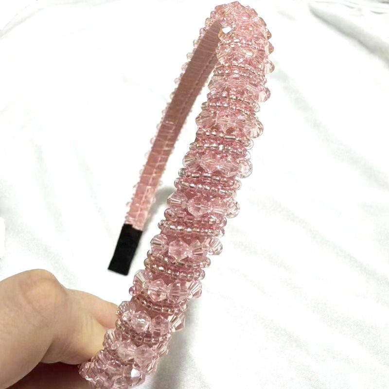 Cerchietto con cristalli barocchi alla moda, mini cerchietto con bordo sottile in spugna, accessorio per capelli con perline in stile coreano per donna_voghion.com