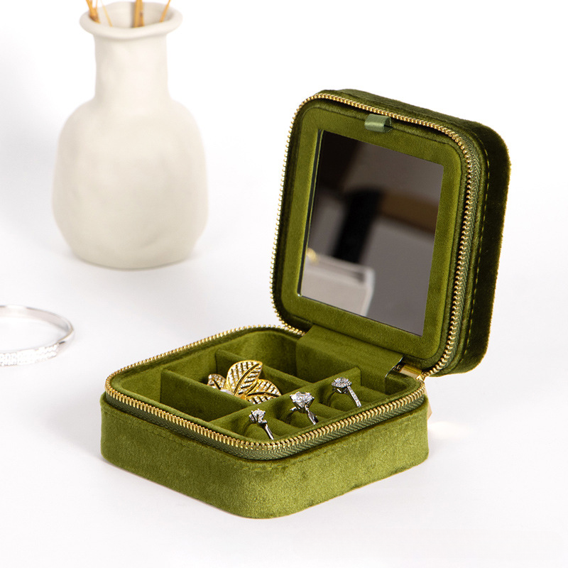 Mini estuche portátil para guardar pendientes y caja de terciopelo de primera calidad_voghion.com