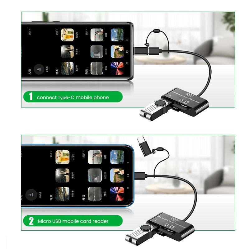 3 u 1 Micro USB Type-C OTG univerzalni čitač kartica za proširenje, višenamjenski čitač kartica, TF/SD/U disk/adapter za kameru mobitela_voghion.com