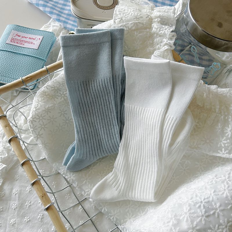 Calzini lunghi tubolari stile JK in cotone Suxinaimin Sweet per donna, primavera estate, sottili e a righe verticali_voghion.com