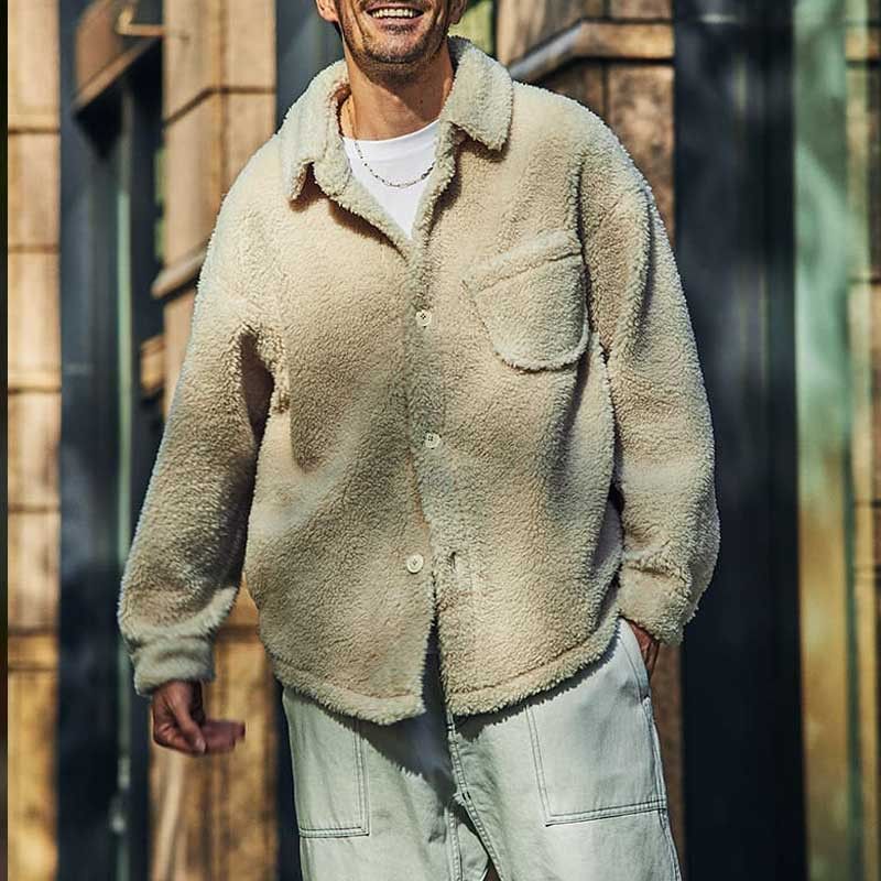 2024 Herbst und Winter neuer Lammwollmantel für Herren, lässige, vielseitige Reversjacke_voghion.com