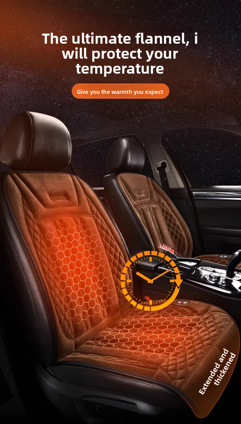 Graphene Heated Winter Single Car Electric Heating Modified Plush Seat Cushion 12V 24V Warm_voghion.com