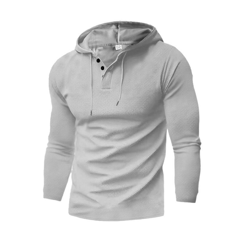 Herren-Set aus Waffelstrick-Hoodie und Jogginghose – Atmungsaktive Loungewear mit langen Ärmeln (lässiges, einfarbiges zweiteiliges Outfit)_voghion.com