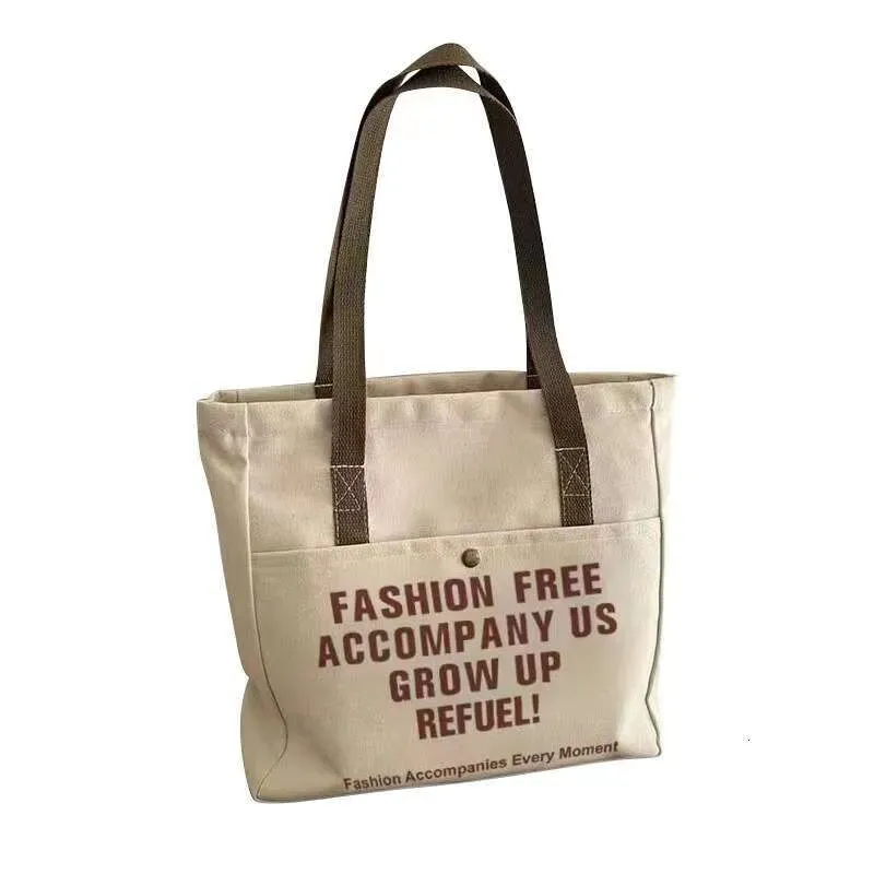 Canvas Women, INS Style, Versatile Shoulder Bag, Large Capacity, Suitable For Books, Students, Class, Commuting,_voghion.com