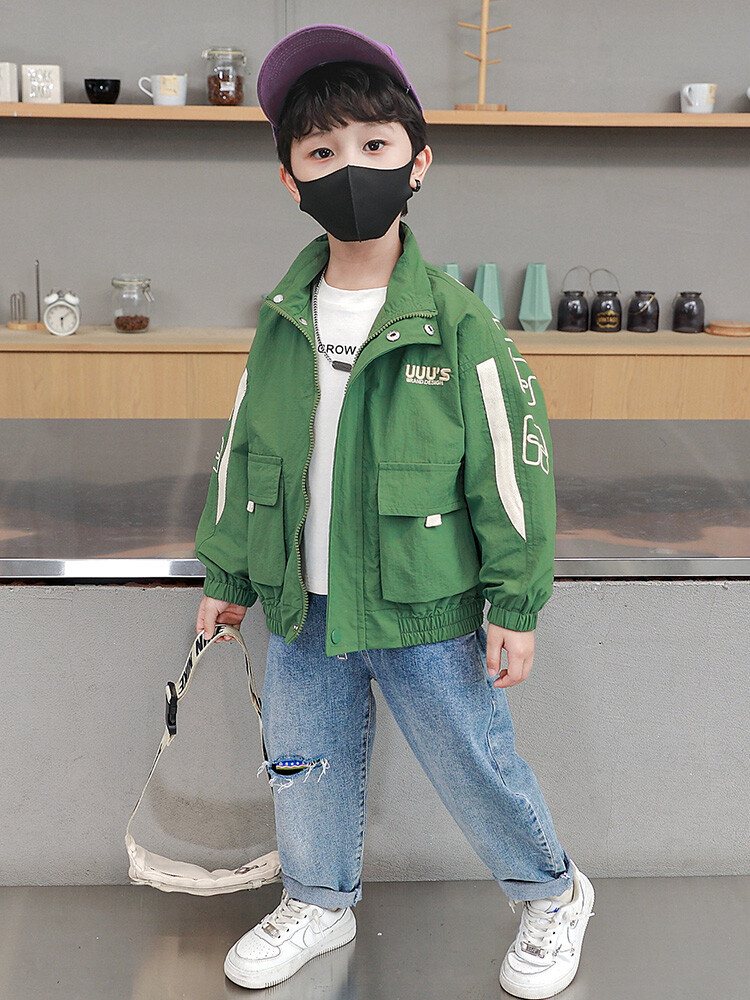 Sprint Suit 2023 Spring and Autumn New Children's Standing Neck Windbreaker Boys' Handsome Versatile_voghion.com