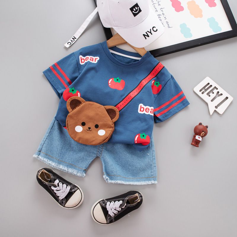 Five Little Seven Abbigliamento per bambini 2024 Nuovo stile estivo 0-4 Set di magliette a maniche corte con scollo rotondo per ragazzi e ragazze_voghion.com