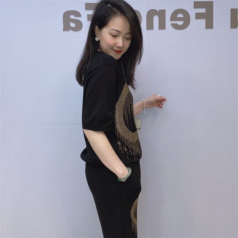 Women’s Clothing Women's Casual Short-sleeved Shorts Knitted Suit Trendy T-shirt Shorts T-shirt Two-piece Set Summer Women's Short-sleeved Suit_voghion.com