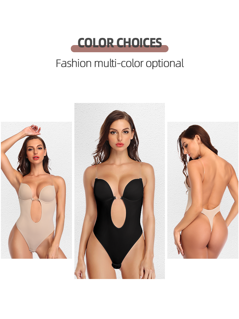 Bodysuits Lingeries Tanga Para Mulheres Sexy Sem Costas Decote Em V Profundo Modelador COMFREE Festa Invisível U Plunge Corset W_voghion.com
