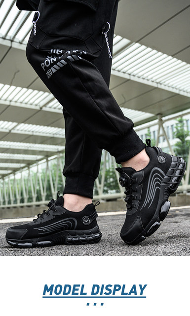 Rotating Button Safety Shoes Men Work Sneakers Indestructible Shoes Puncture-Proof Protective Shoes Work Boots Steel Toe Shoes_voghion.com