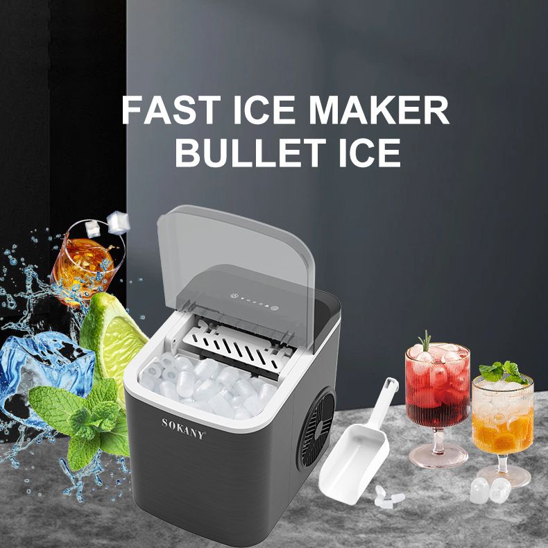12KG/24H Compact Ice Maker, Automatic Self-Cleaning, 9 Ice Cubes In 6-8 Mins, With Scoop & Basket, EU Plug, For Home, Bar, Office, Party, 112W_voghion.com