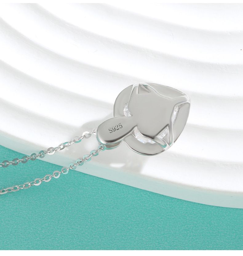 Collier en argent sterling avec pendentif en forme de cœur et moissanite pour femme, chaîne de clavicule polyvalente, simple et tendance_voghion.com