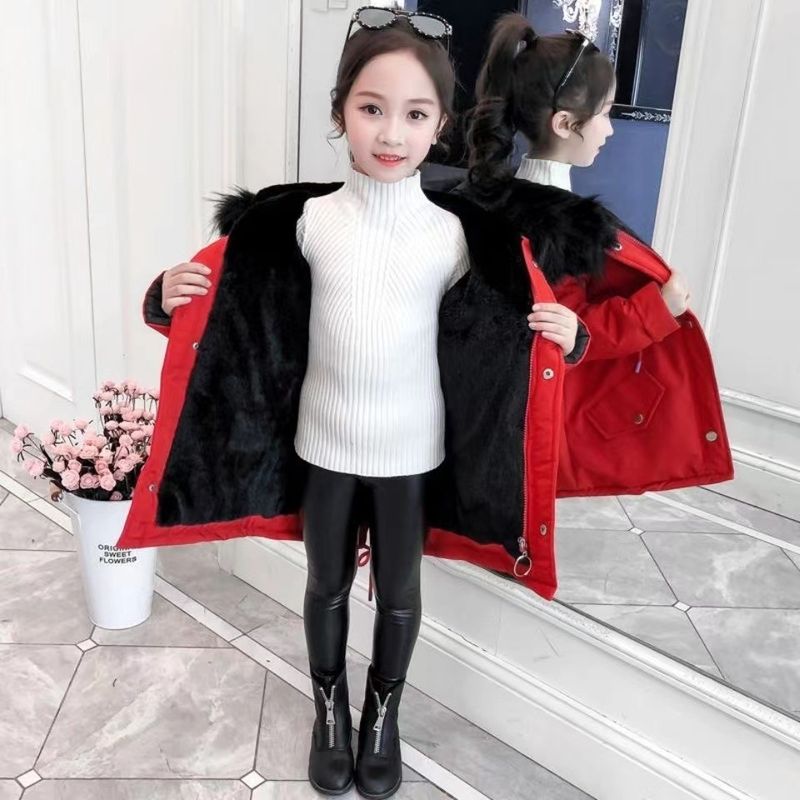 Kinderbekleidung Mädchen-Wintermantel mit wolleverdicktem Mädchen-Steppmantel zur Überwindung geschickt_voghion.com