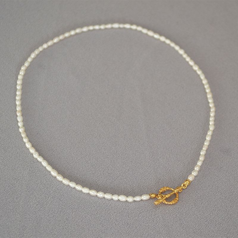 Colliers à chaîne en laiton avec perles véritables dorées pour femmes, bijoux punk, fête, spectacle, créateur, club, Ins, rare, japonais, coréen, tendance_voghion.com