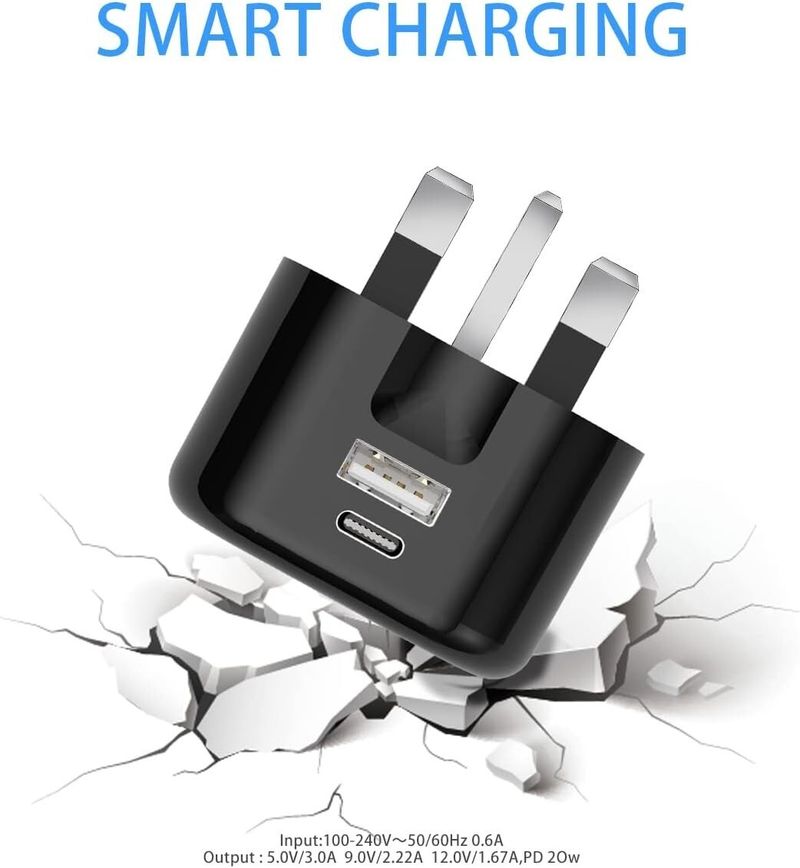 20W Dual USB C & USB A Fast Charger Plug, Wall Adapter For IPhon Samsung Tablet_voghion.com