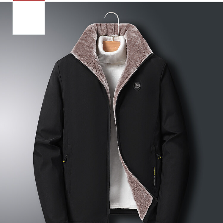 Roupas masculinas de meia-idade e idosos jaqueta masculina inverno quente e lã engrossada para usar casaco à prova de vento_voghion.com