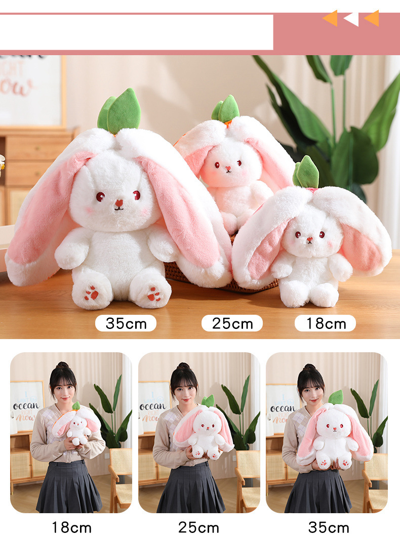 Lapin transformé en peluche, petite poupée fruitée, poupée lapin fraise, poupée fille, oreiller de couchage, poupée en tissu_voghion.com